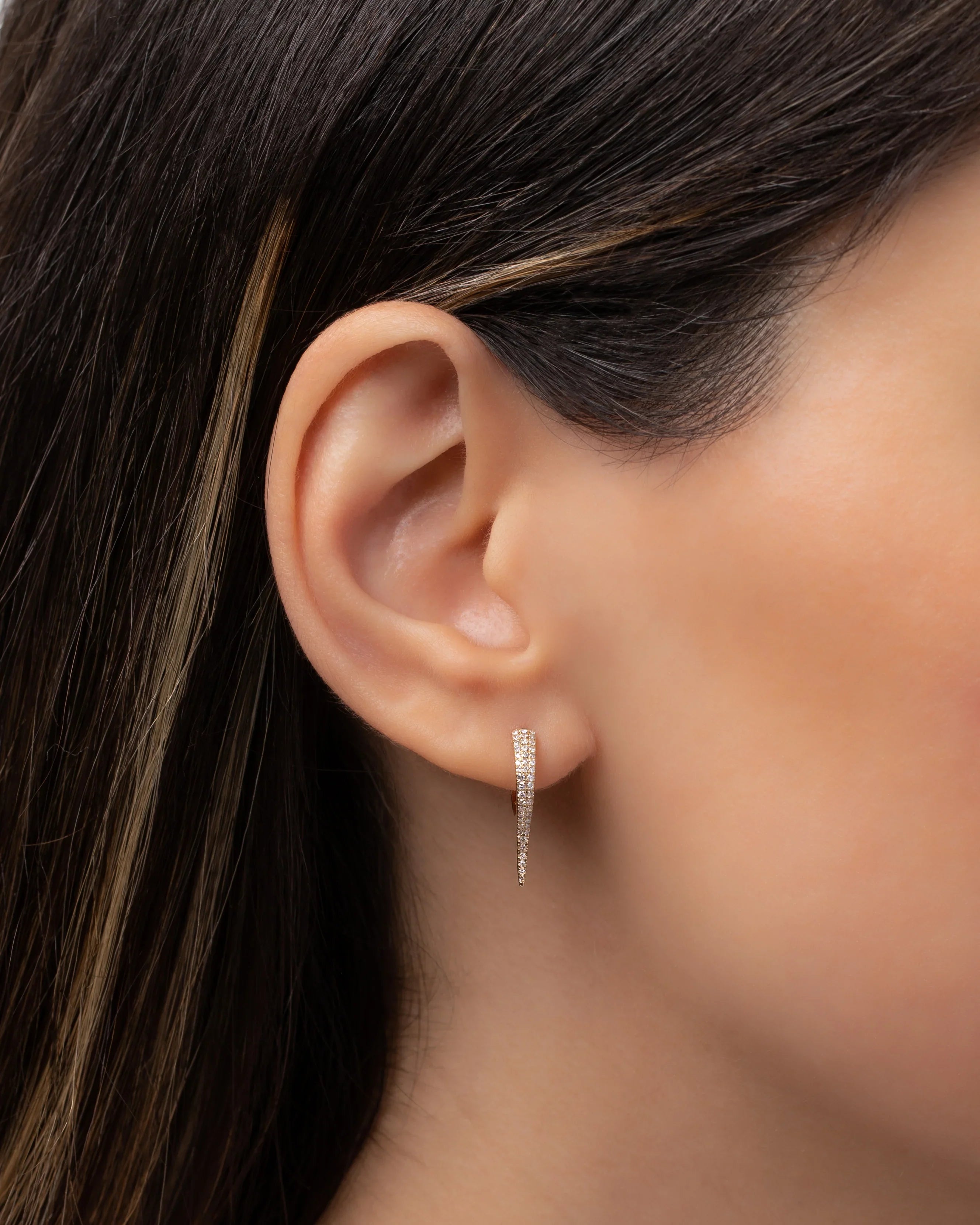 Diamond & 14k Gold Dagger Hoop Earrings
