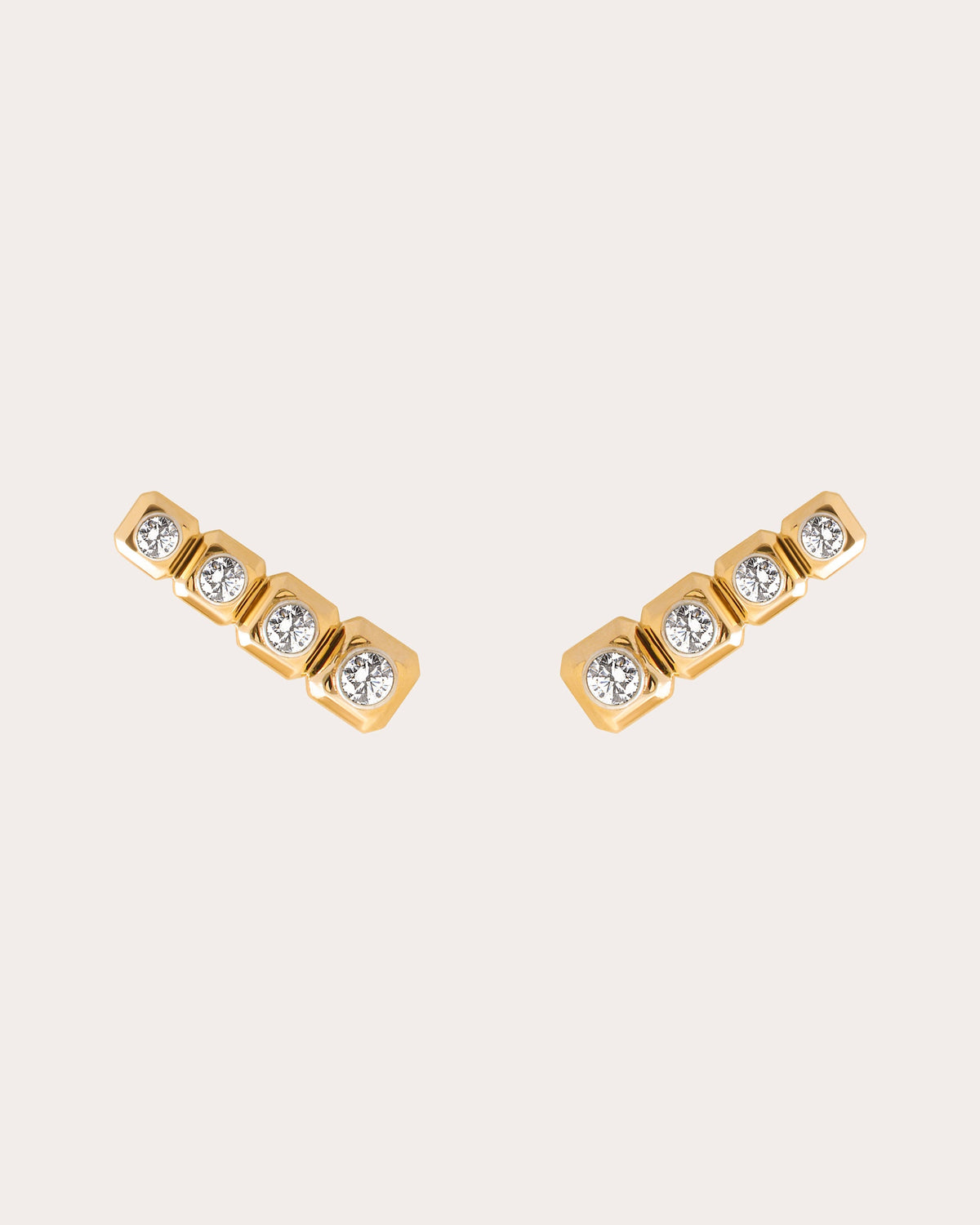 Diamond Icon Line Crescent Stud Earrings