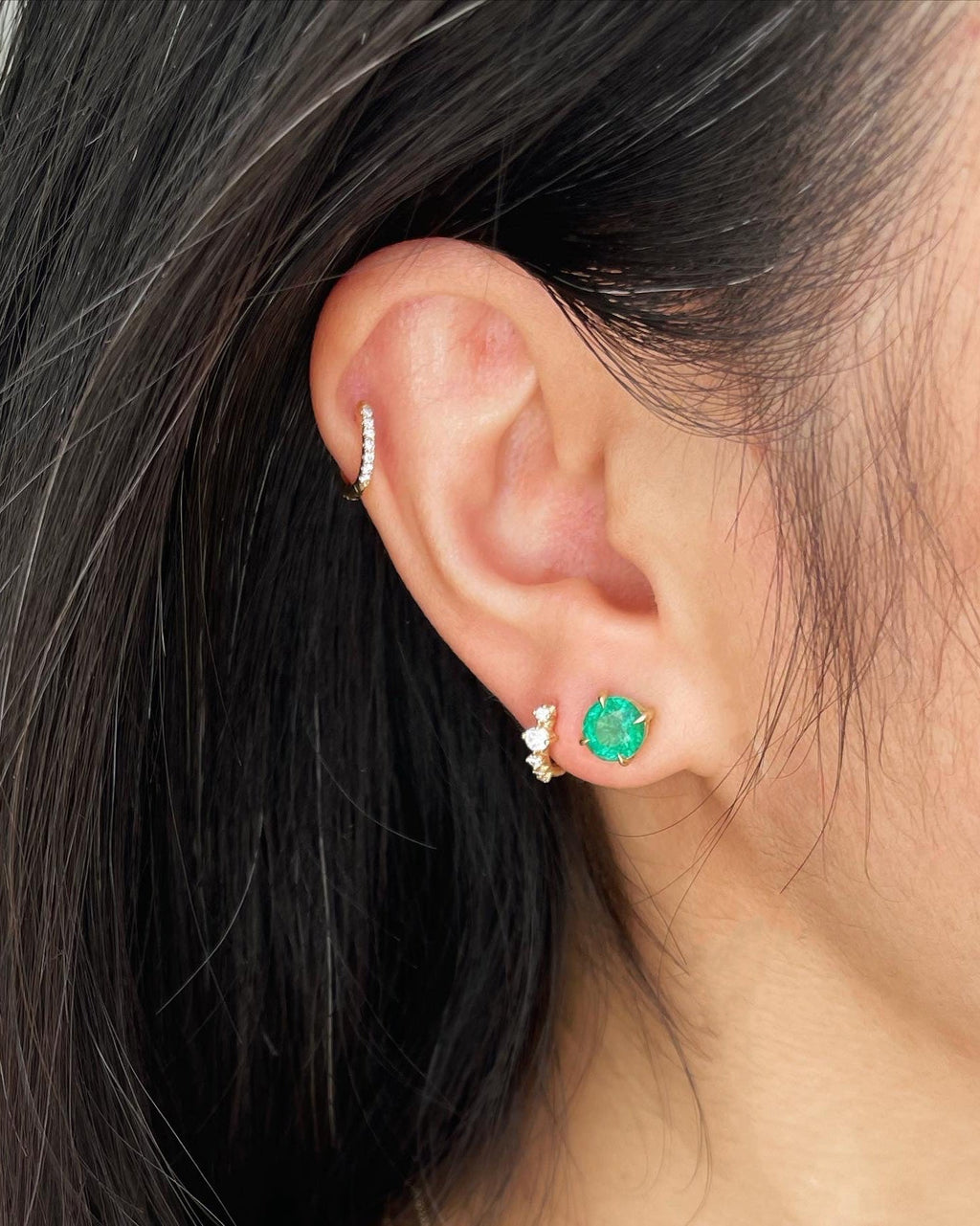 Diamond & 14k Gold Starburst Hoop Earring