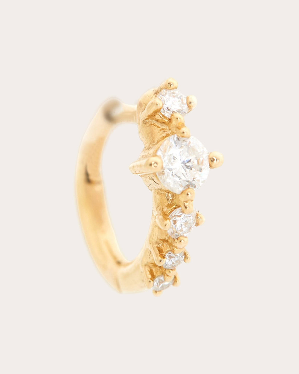 Diamond & 14k Gold Starburst Hoop Earring