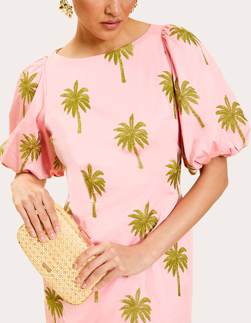 Donovan Embroidered Poplin Puff-Sleeve Mini Dress