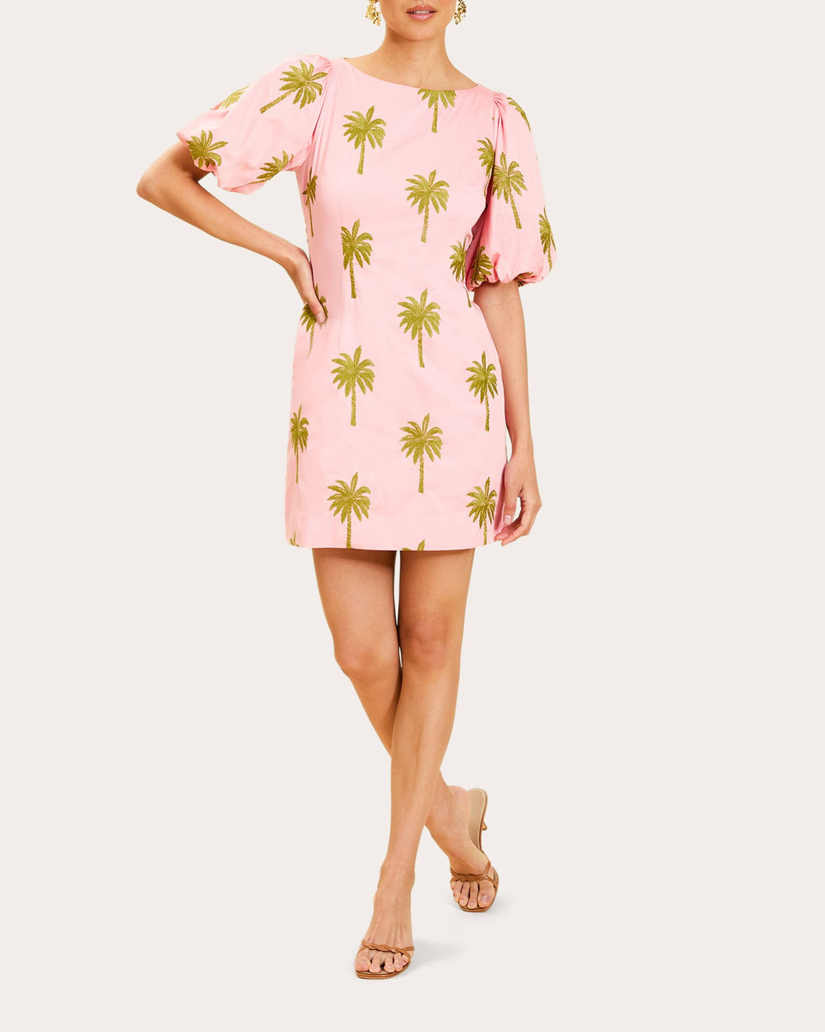 Donovan Embroidered Poplin Puff-Sleeve Mini Dress