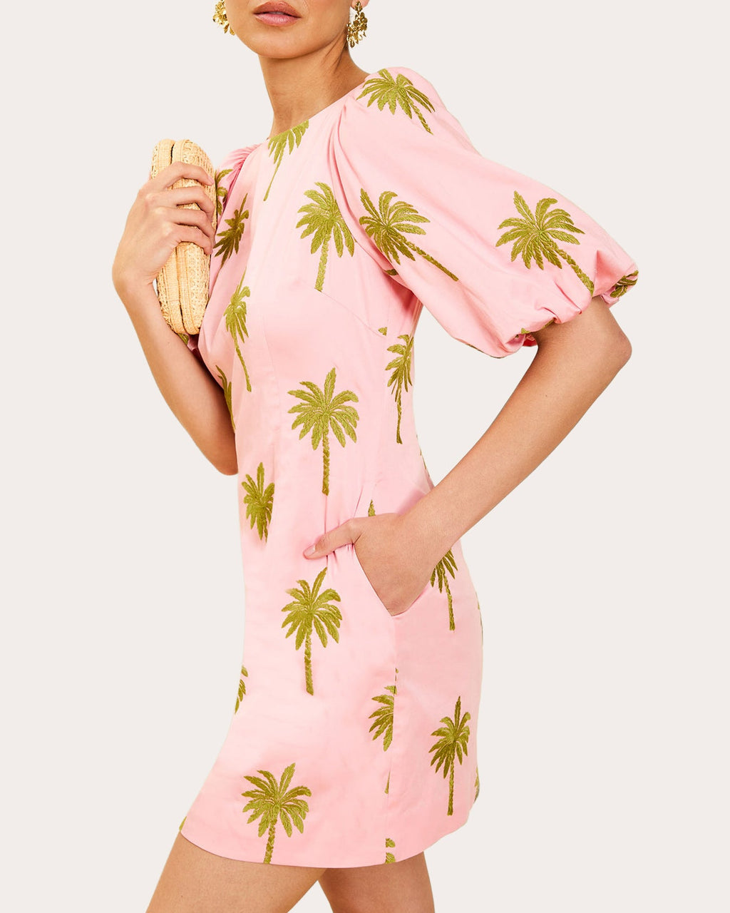 Donovan Embroidered Poplin Puff-Sleeve Mini Dress