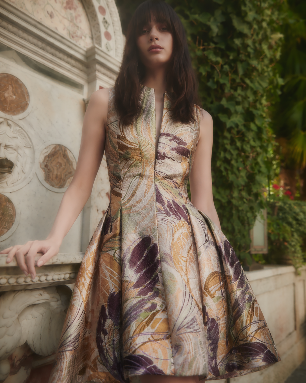 Venti Vibra Jacquard Pleated Mini Dress