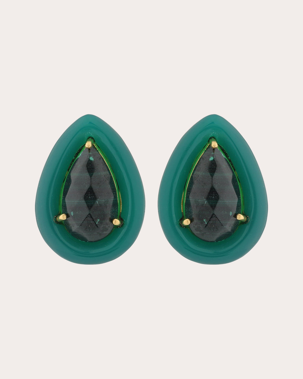Green Onyx & Malachite Large Drops Earrings