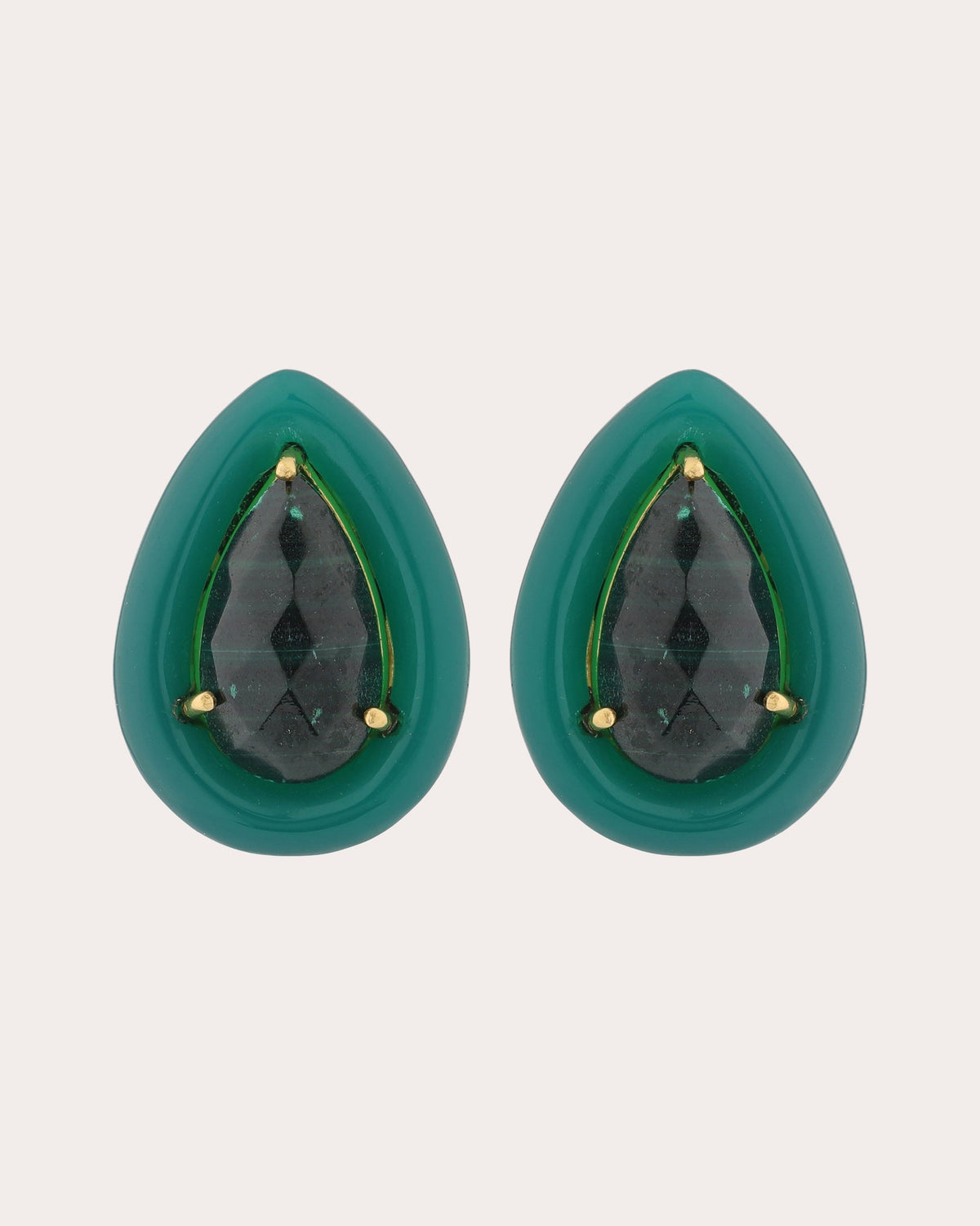 Green Onyx & Malachite Large Drops Earrings
