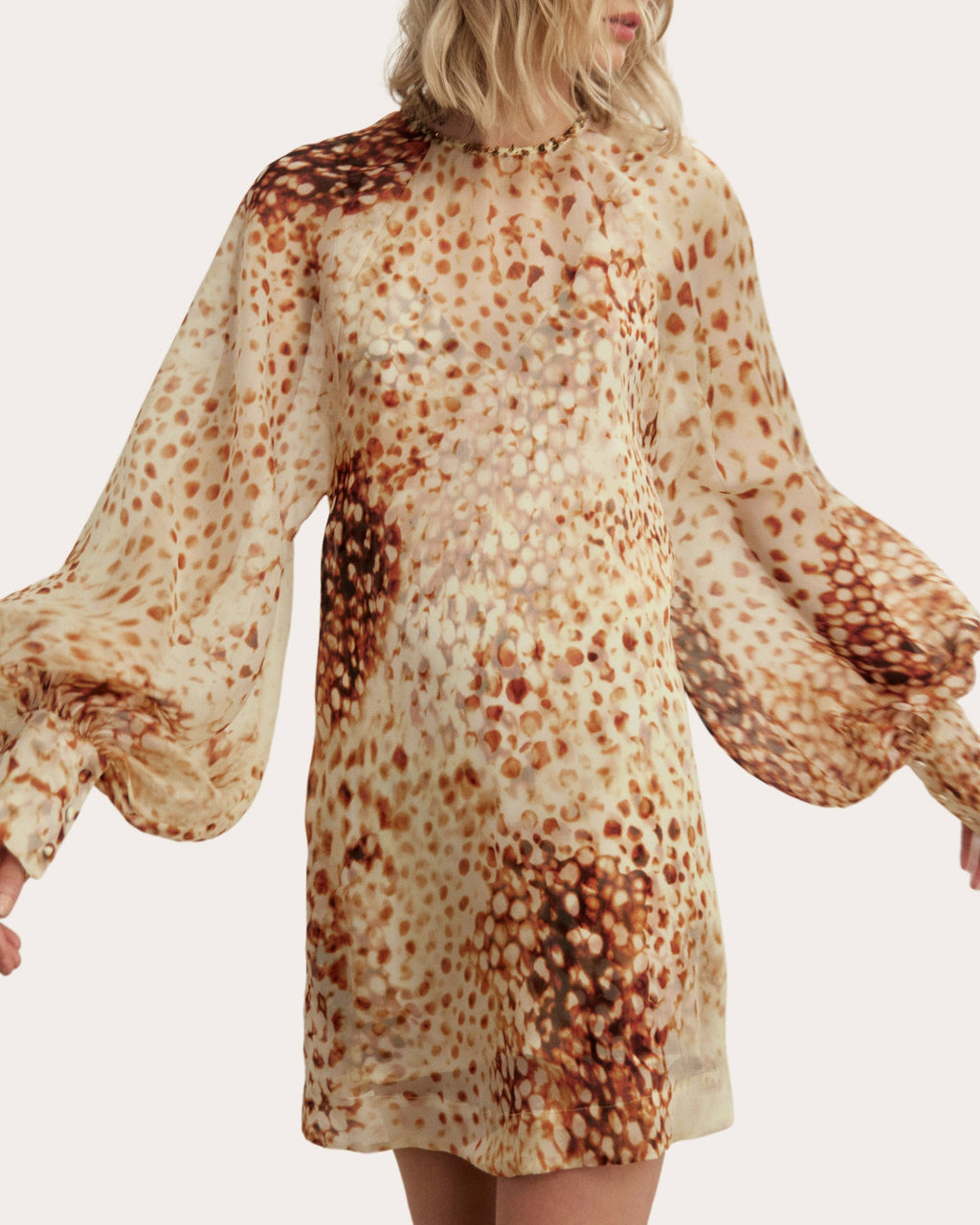 Dune Printed Silk Backless Mini Dress
