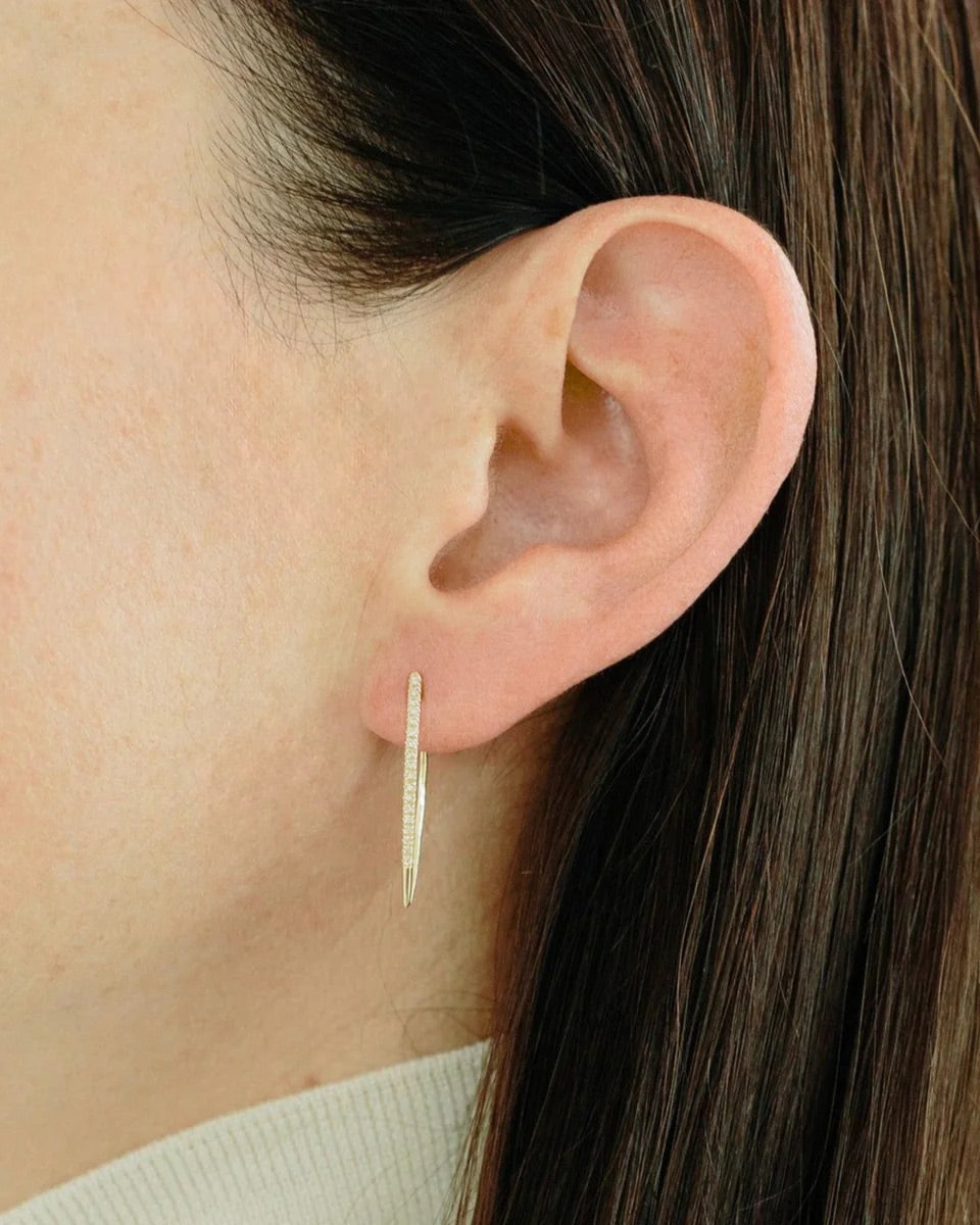 14k Gold Pavé Large Infinite Tusk Earrings