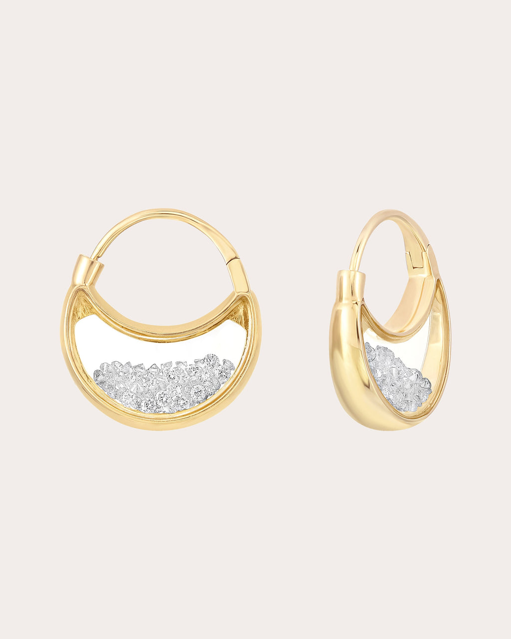 Diamond & 18k Gold Purses Shaker Hoop Earrings