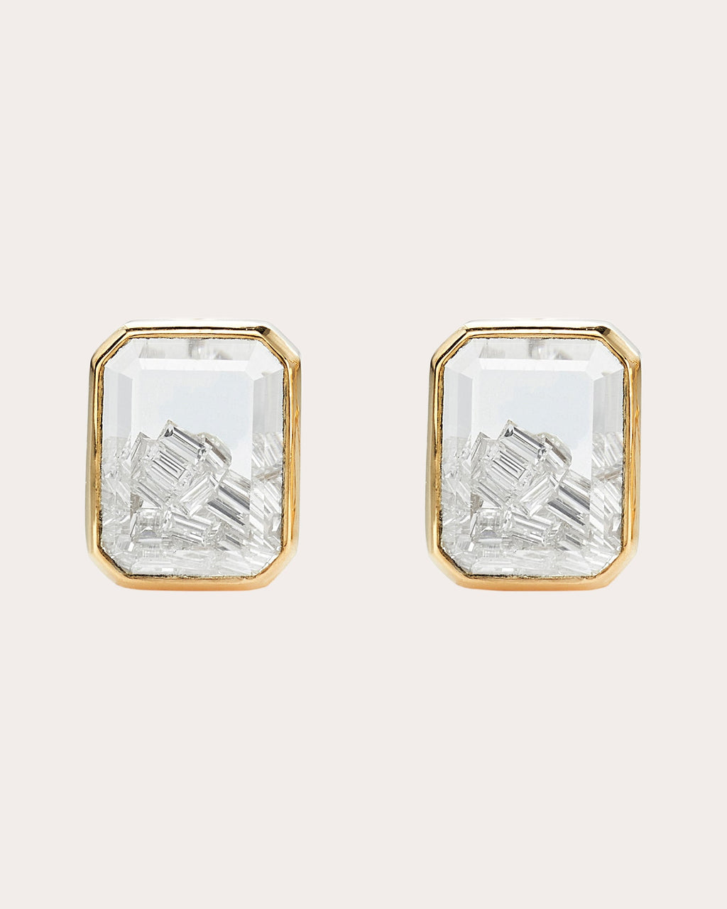 Diamond & 18k Gold Esmeralda Shaker Stud Earrings
