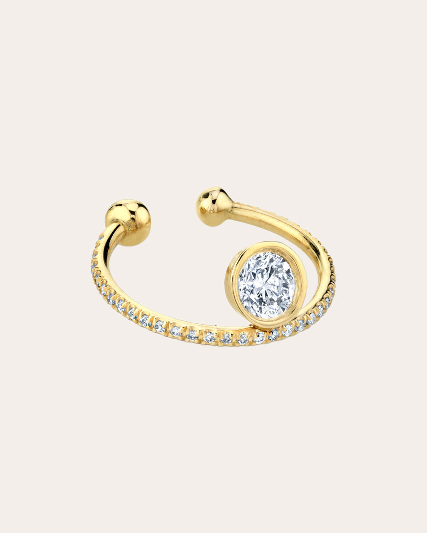 Diamond Pavé Floating Disc Ear Cuff