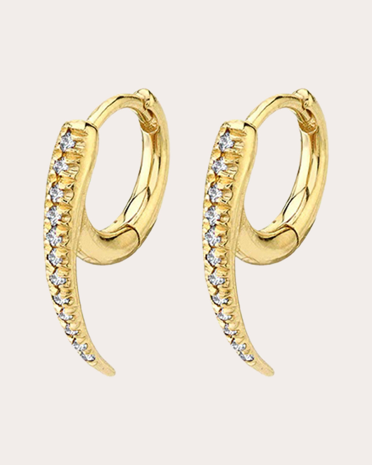 Diamond Pavé Tusk Huggie Earrings