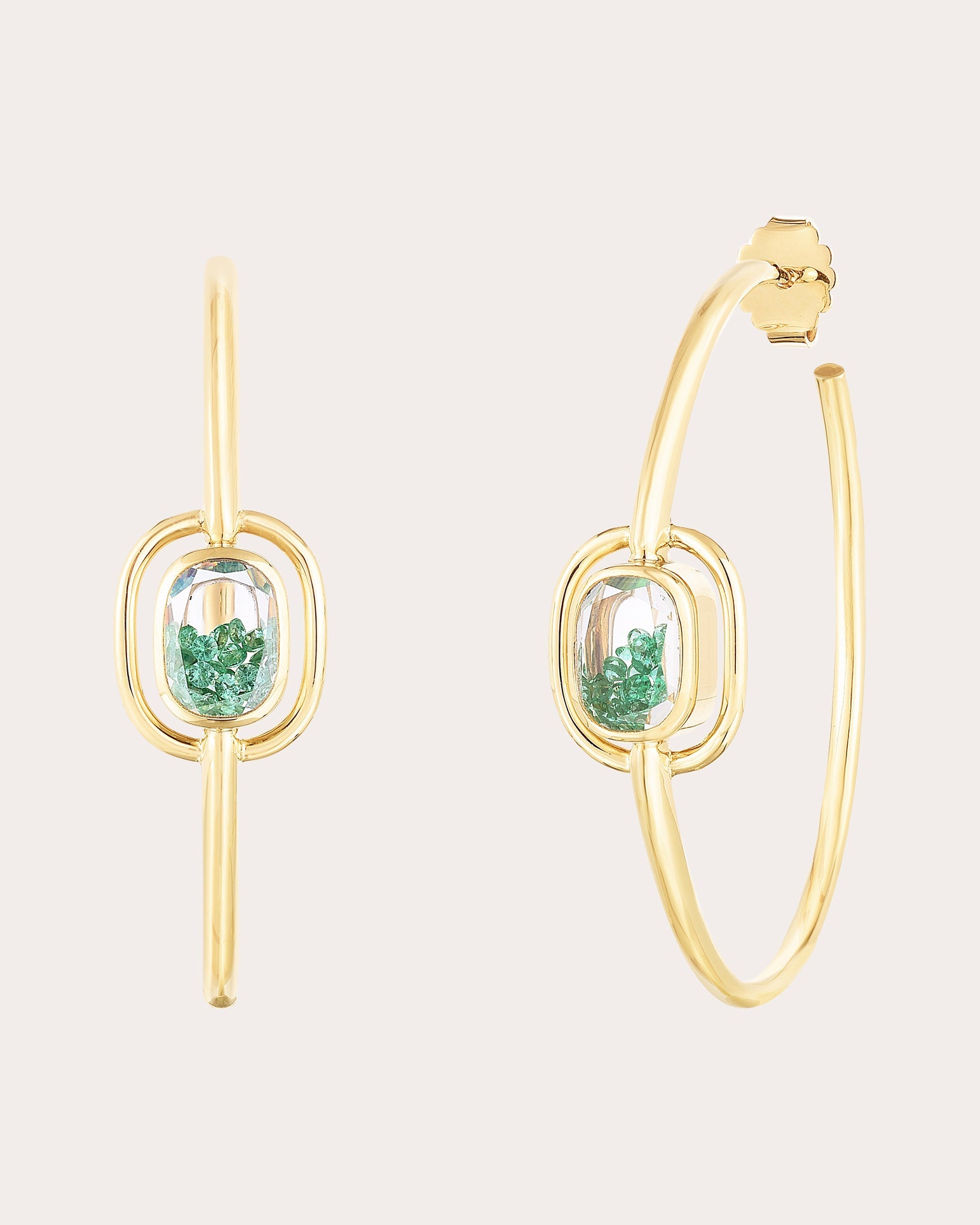 Emerald & 18k Gold Elo 40 Shaker Hoop Earrings