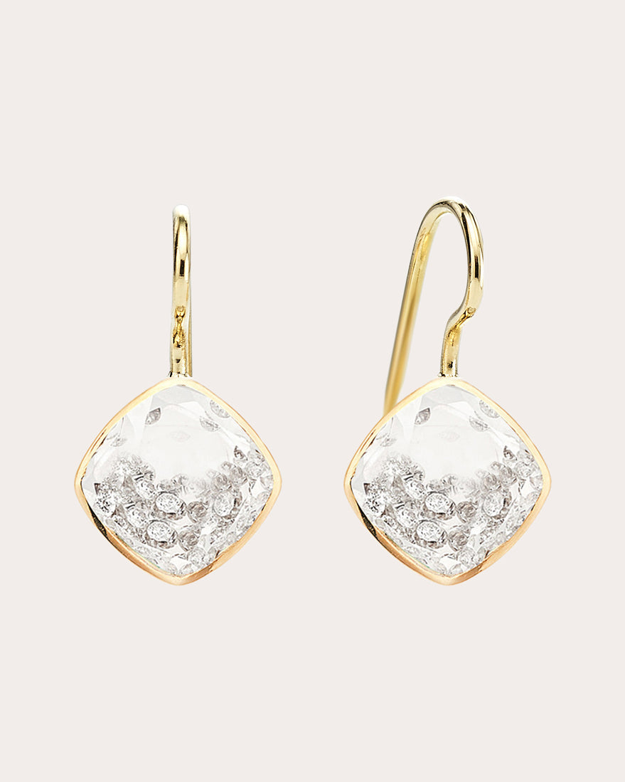 Diamond Naipe Cushion Drop Earrings