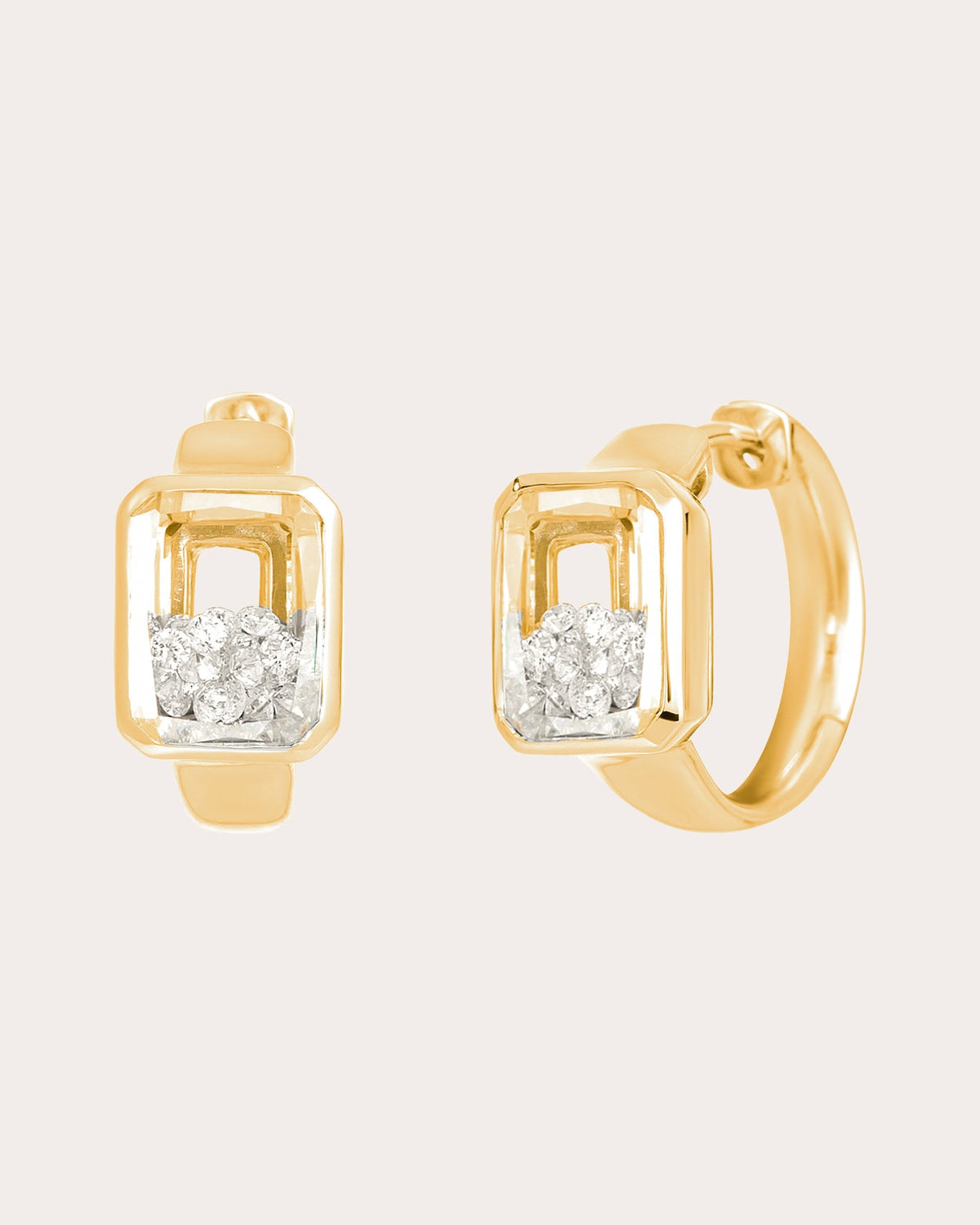 Diamond Neue Step-Cut Huggie Earrings