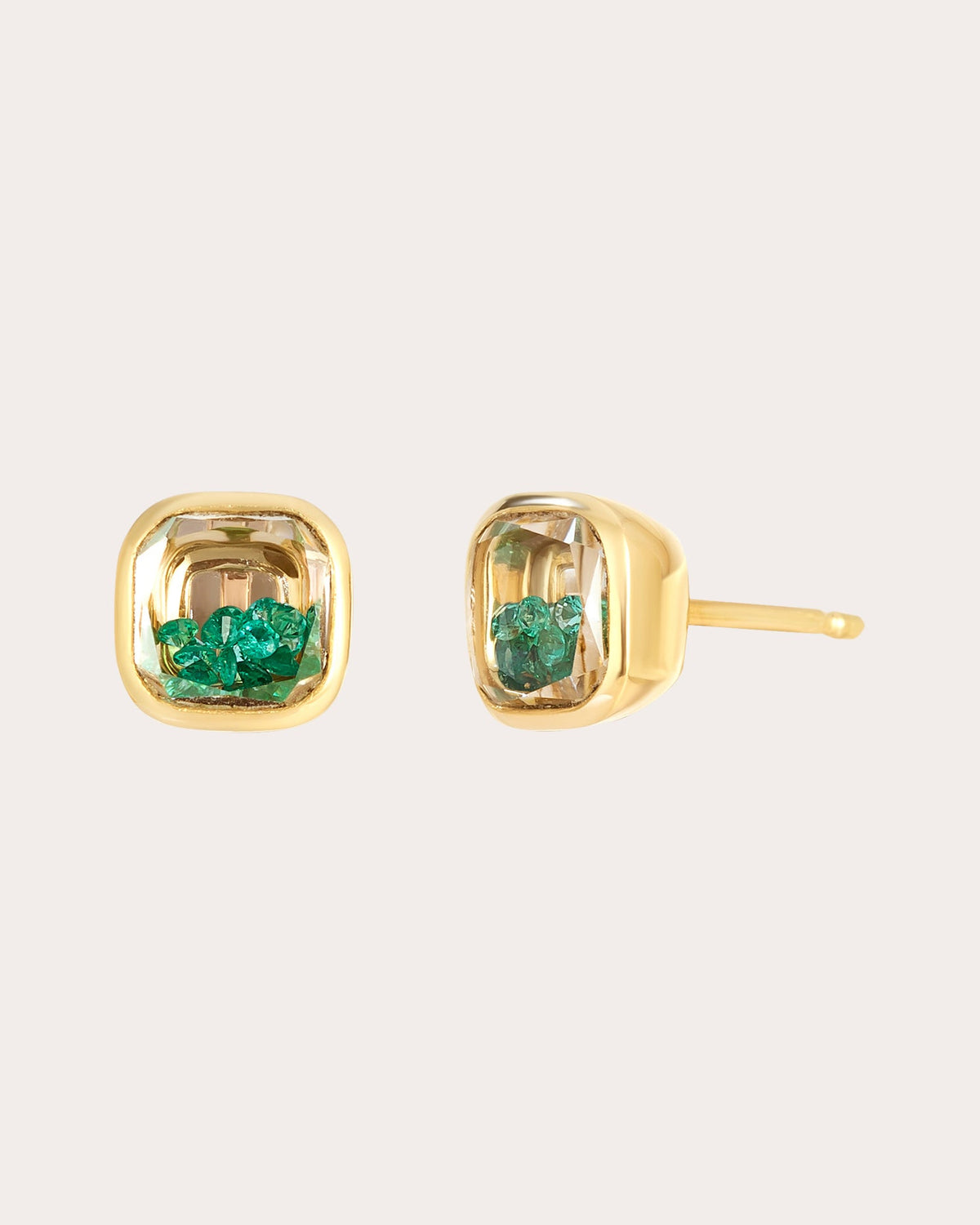 Emerald Neue Cushion Stud Earrings