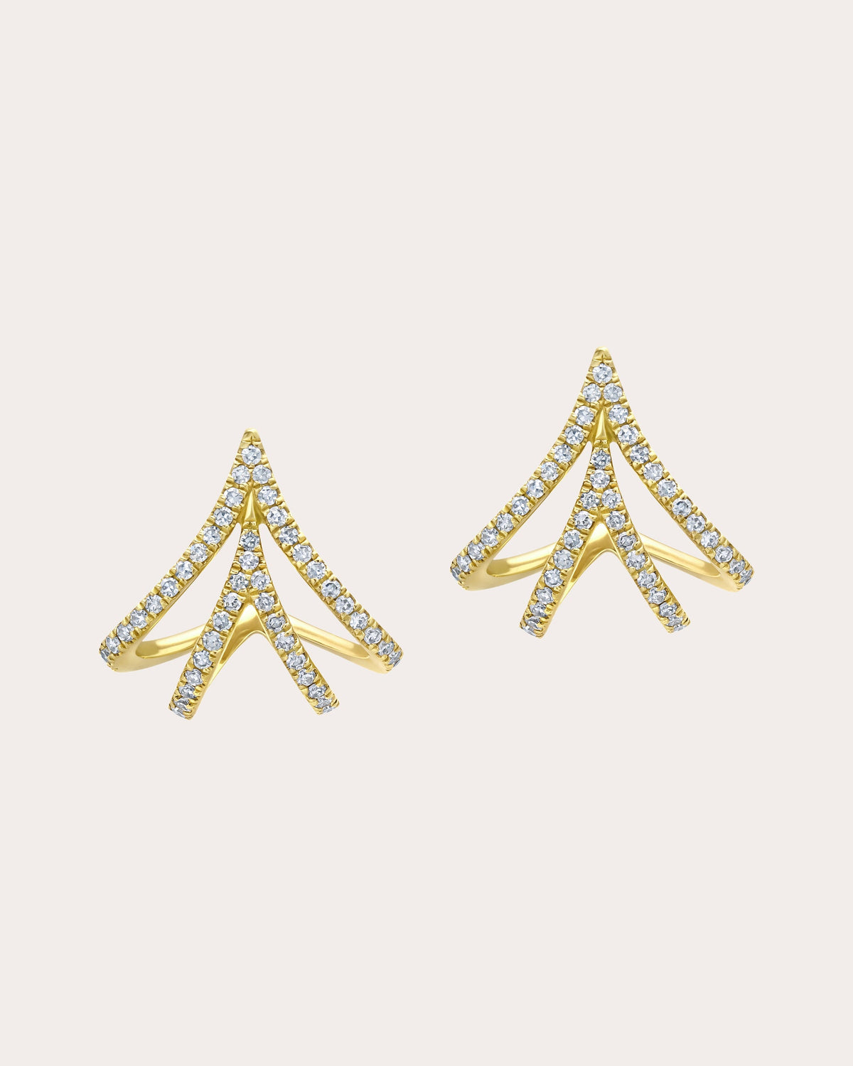 Diamond & 14k Gold Apse Cage Stud Earrings