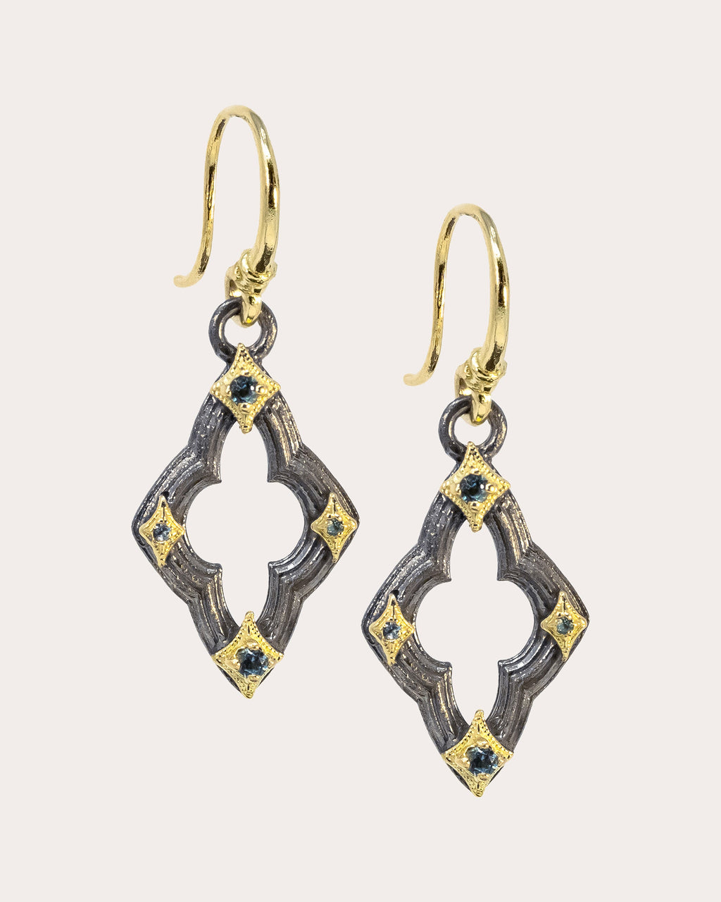 Topaz & Blackened Two-Tone Small Crivelli Drop Earrings