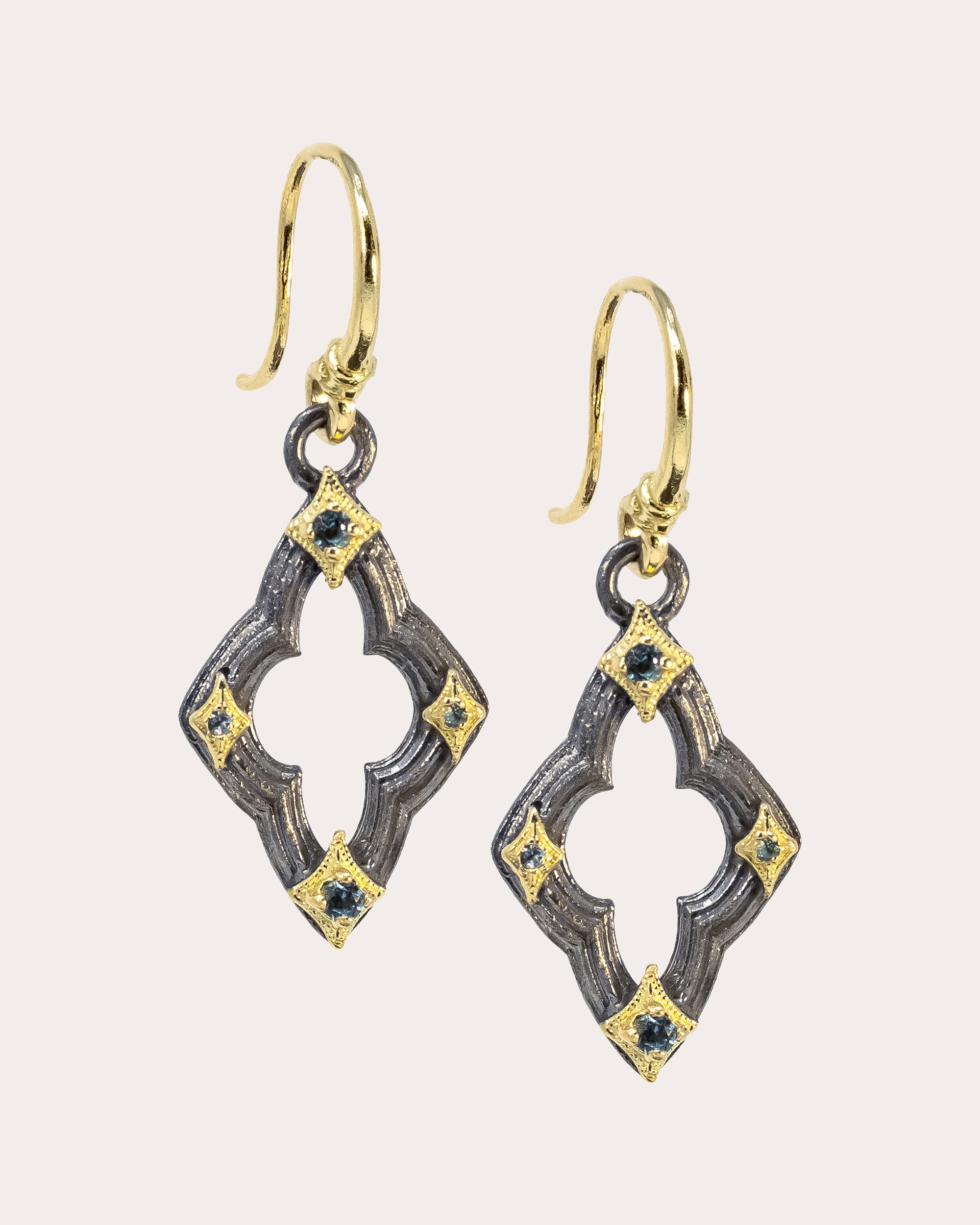 Topaz & Blackened Two-Tone Small Crivelli Drop Earrings