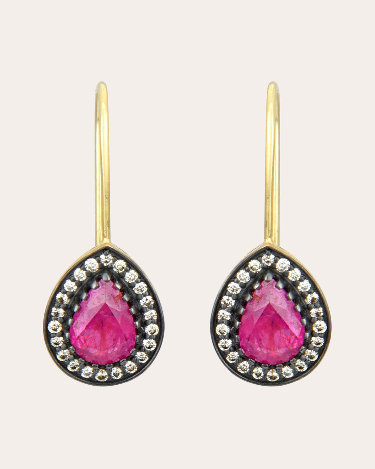 Ruby & 18k Gold Mini Rajasthan Hook Drop Earrings