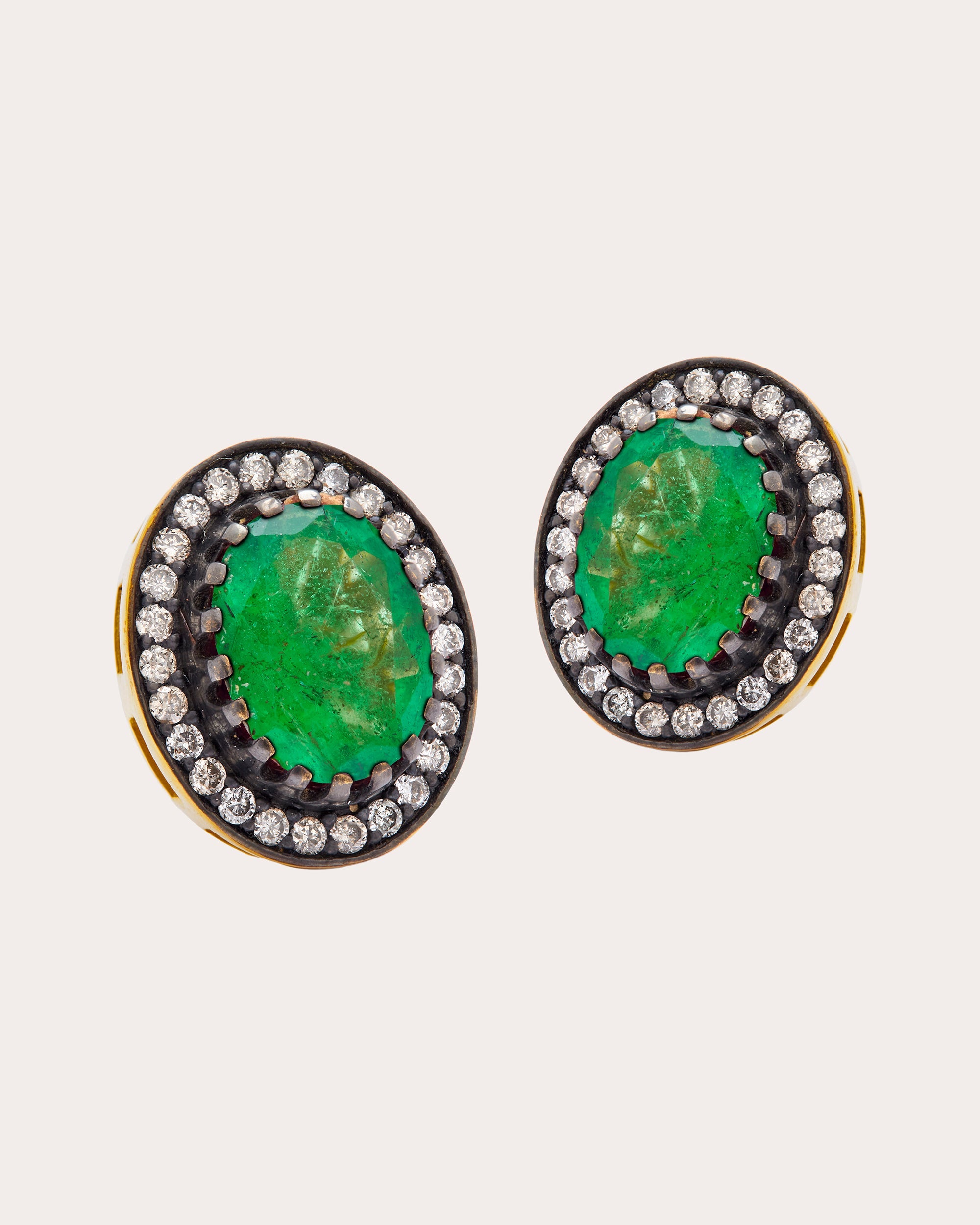 Emerald & 18k Gold Mini Rajasthan Stud Earrings