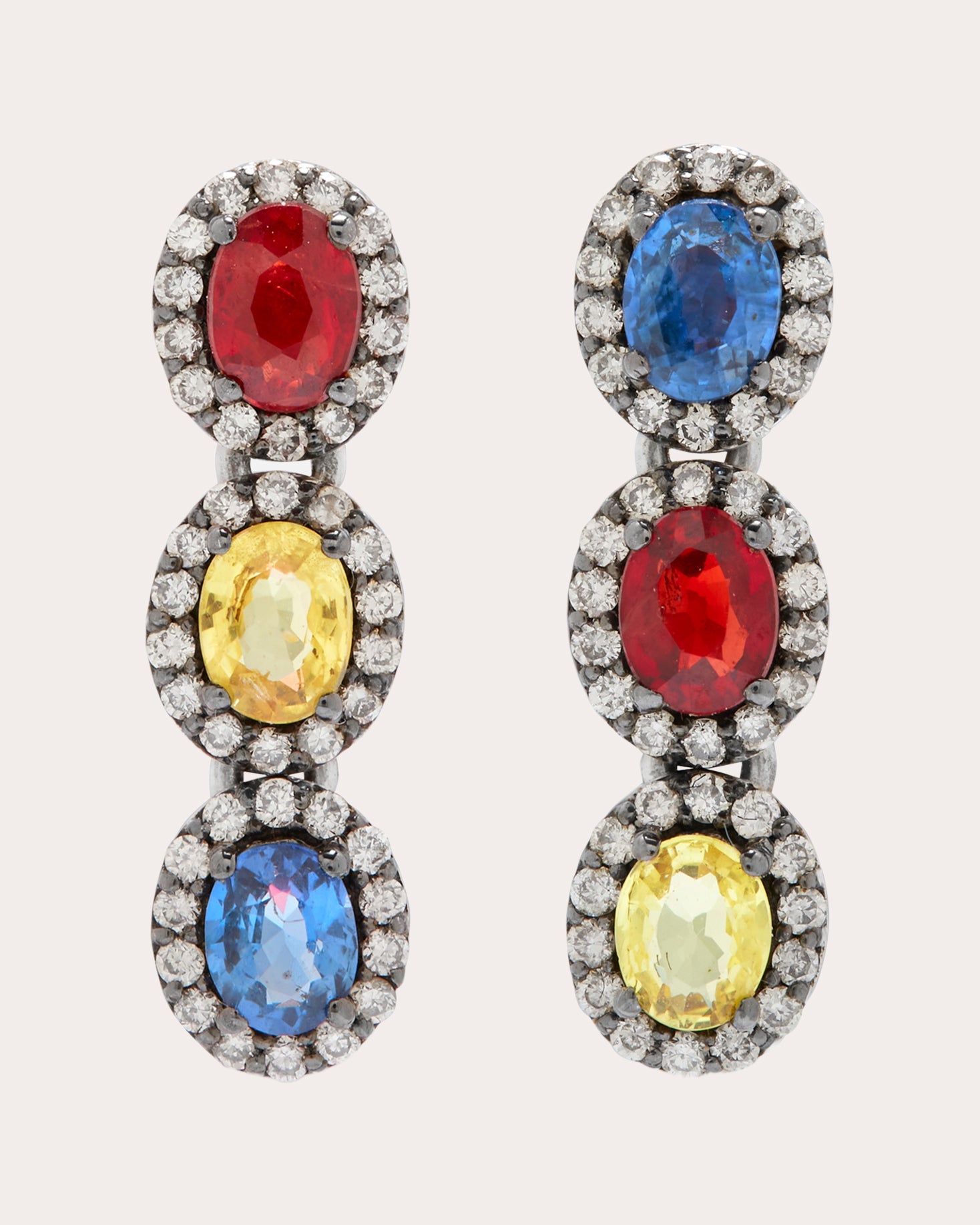Mini Rajasthan 18K Gold Multi-Sapphire and Diamond Earrings