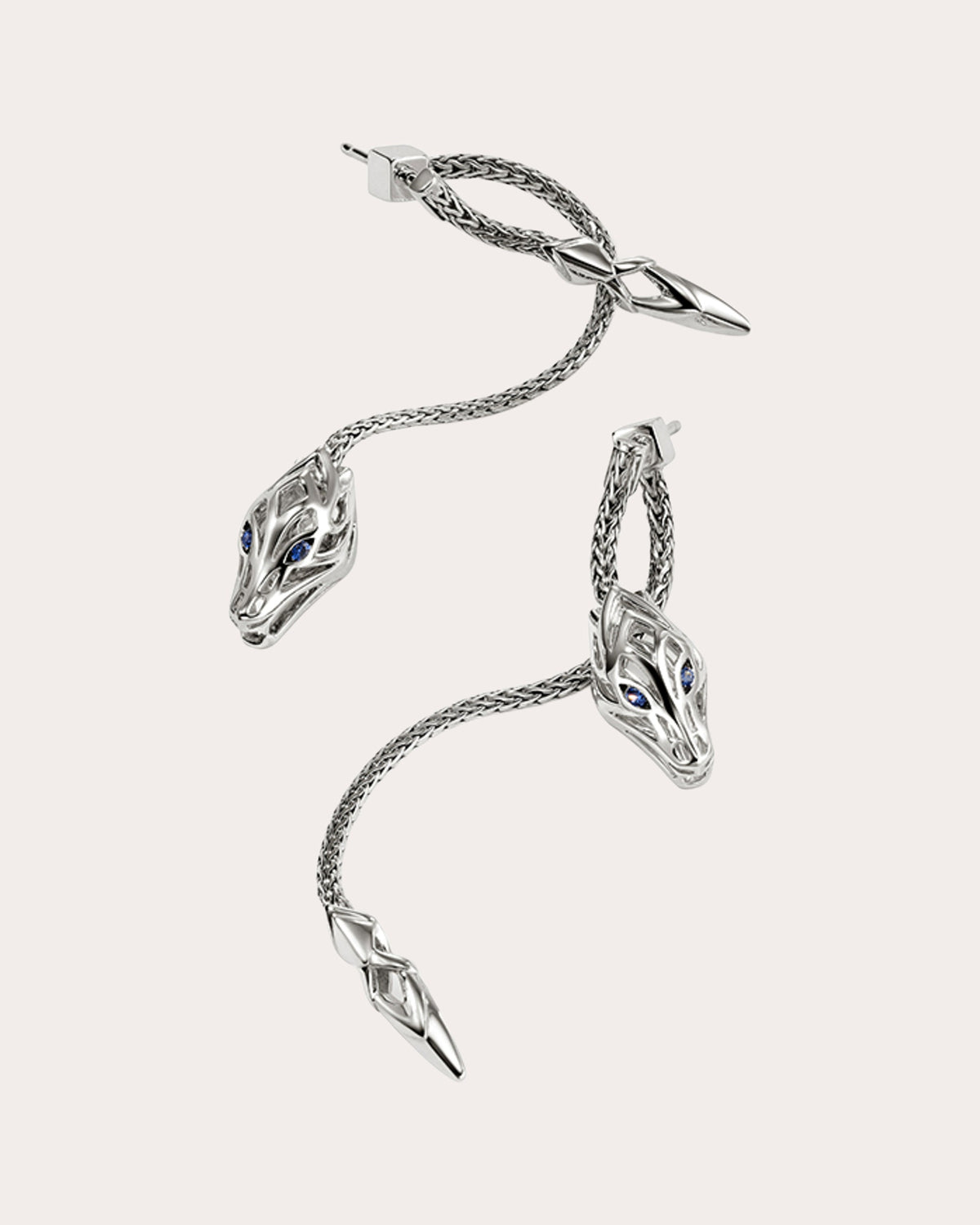 Blue Sapphire Naga Drop Earrings