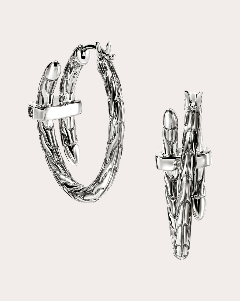 Blue Sapphire Spear Hoop Earrings