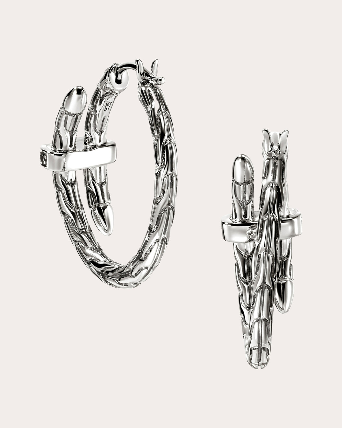 Blue Sapphire Spear Hoop Earrings
