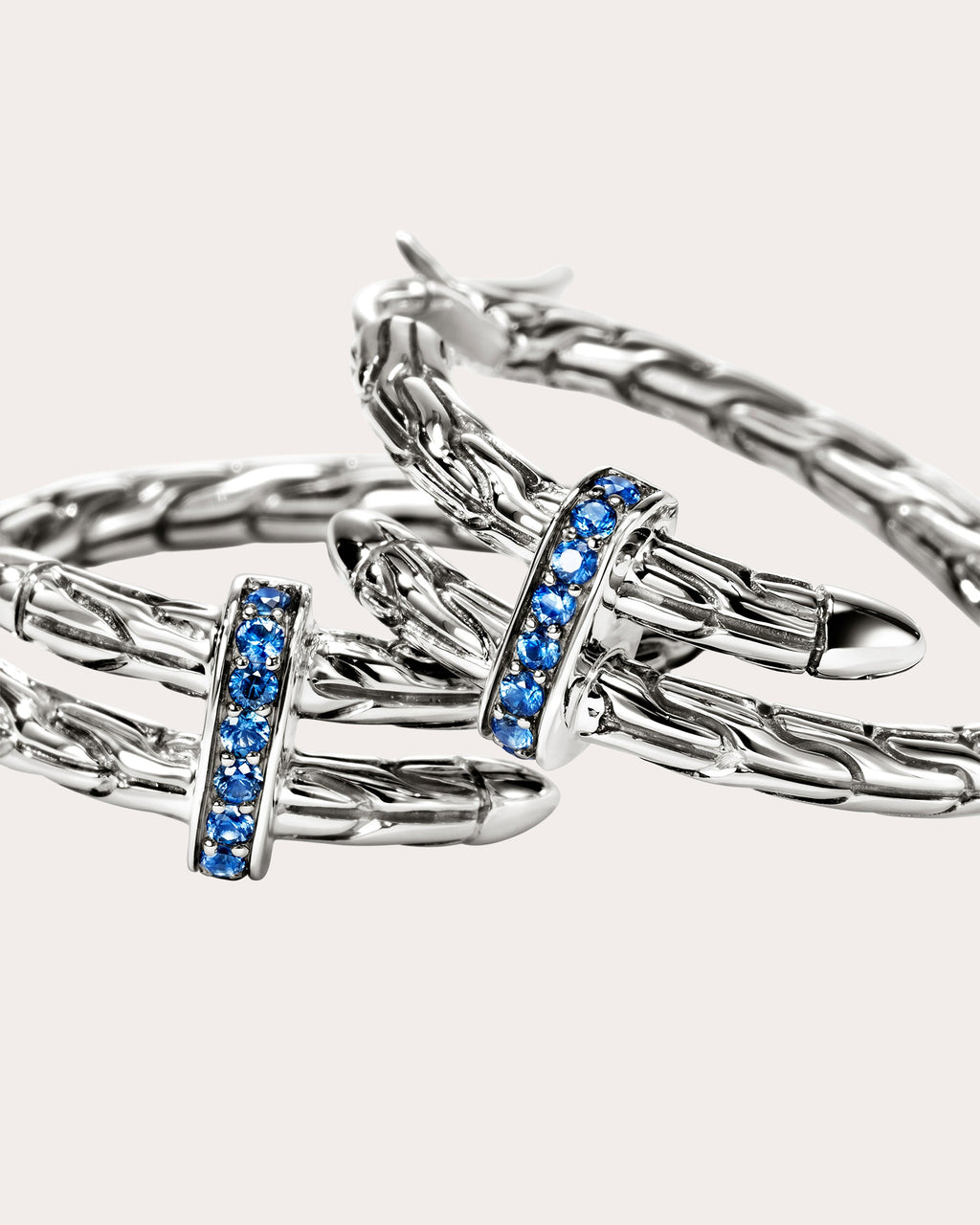 Blue Sapphire Spear Hoop Earrings