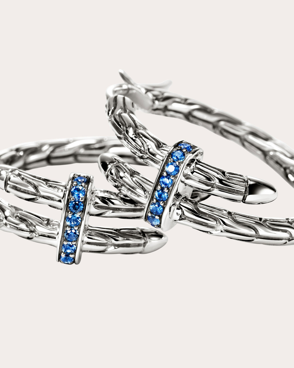 Blue Sapphire Spear Hoop Earrings