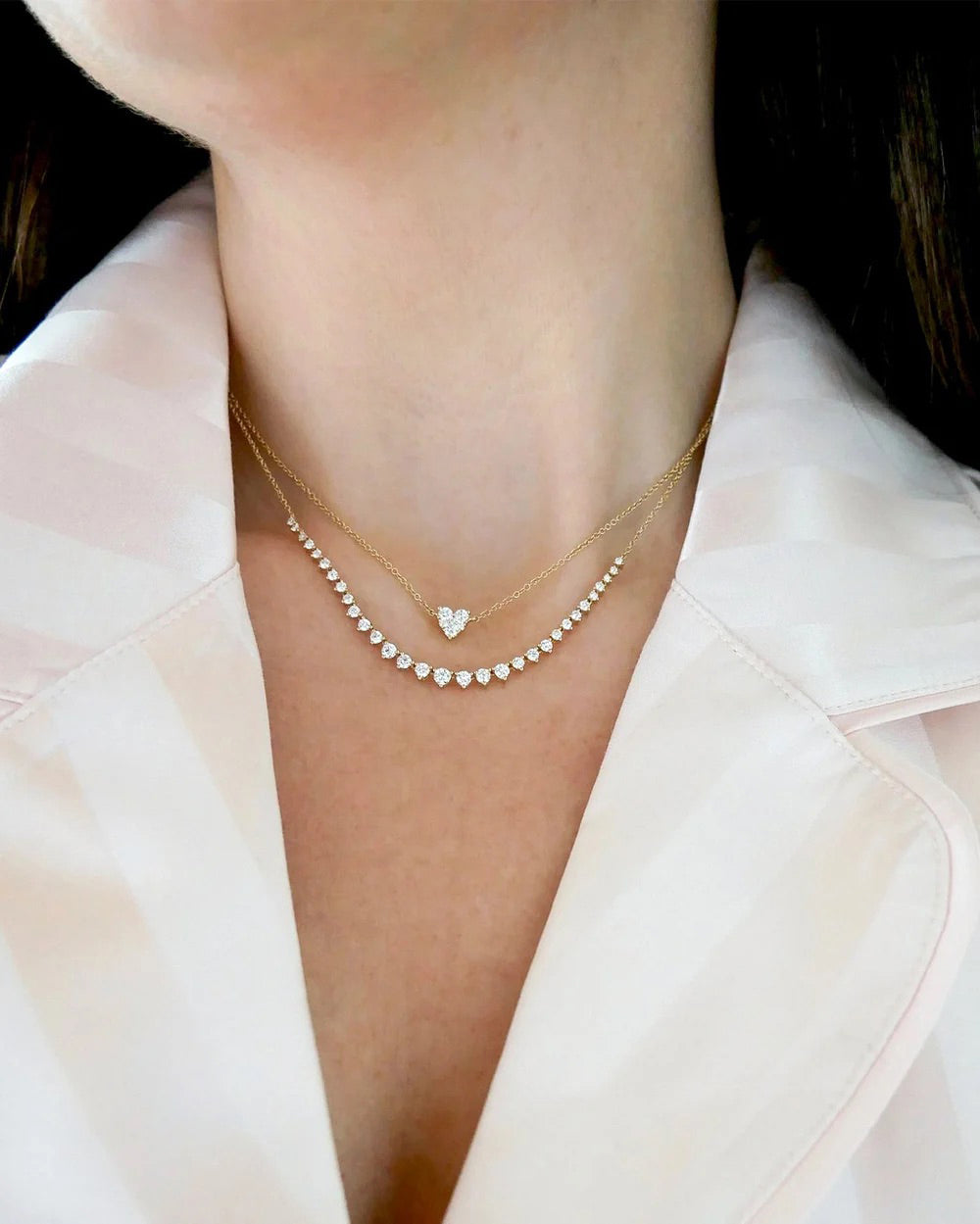 Diamond Full-Cut Heart Choker Necklace