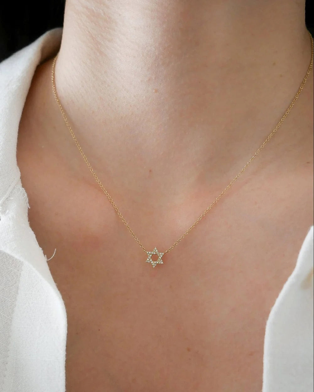 Diamond Star of David Pendant Necklace