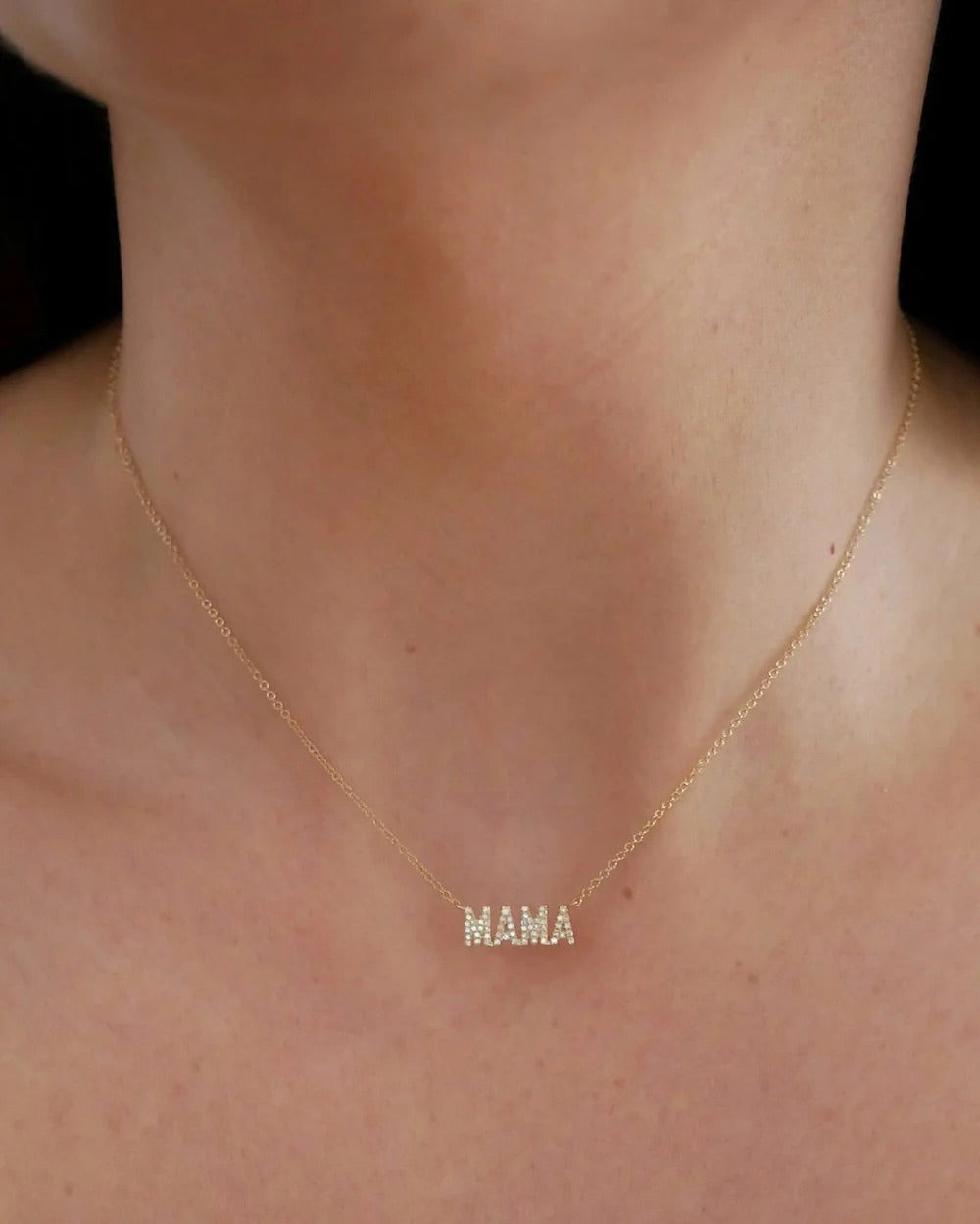 Diamond Mini 'Mama' Pendant Necklace