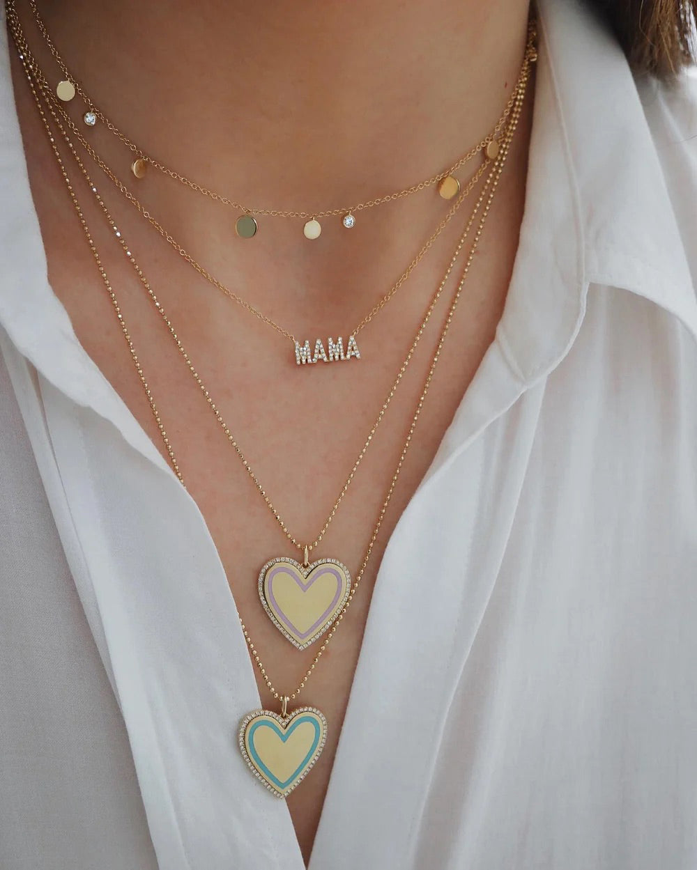 Diamond Mini 'Mama' Pendant Necklace