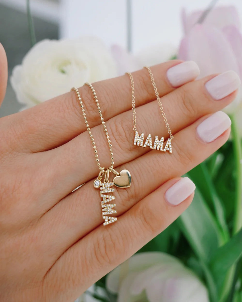 Diamond Mini 'Mama' Pendant Necklace