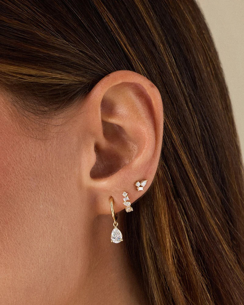Diamond Multifaceted Mini Huggie Earrings