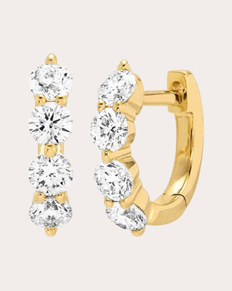 Diamond Jumbo Prong Mini Huggie Earrings