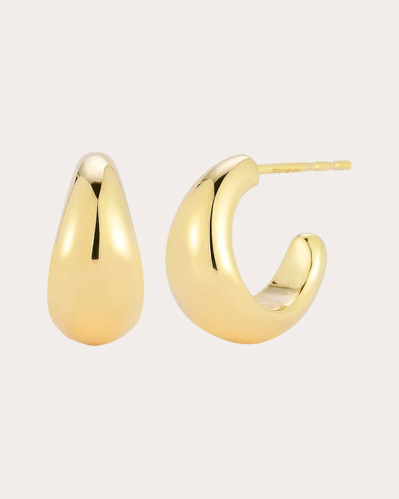 14k Gold Jumbo Dome Huggie Earrings