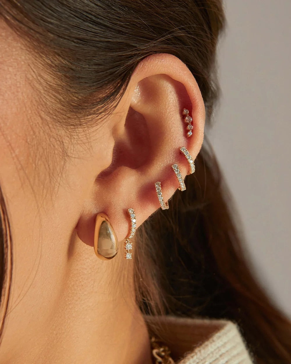 14k Gold Jumbo Dome Huggie Earrings