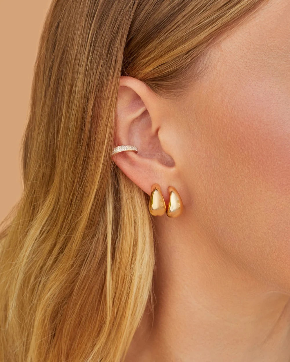 14k Gold Jumbo Dome Huggie Earrings