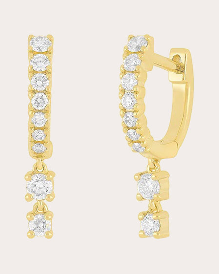 Diamond Double Drop Mini Huggie Earrings