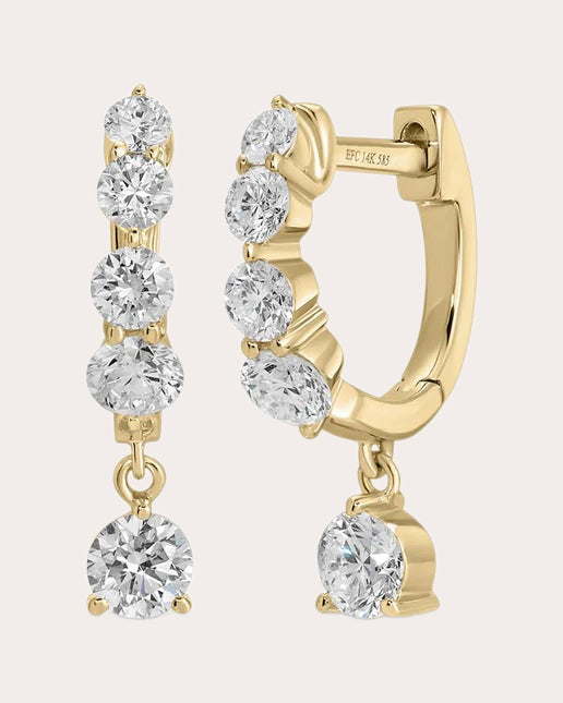 Diamond Graduated Drop Mini Huggie Earrings