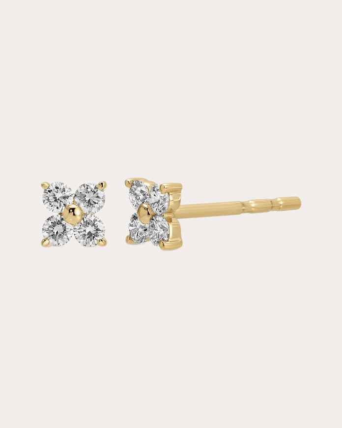 Diamond Fleur Stud Earrings