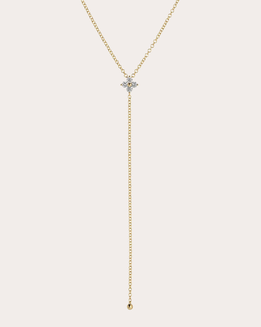Diamond Fleur Lariat Necklace