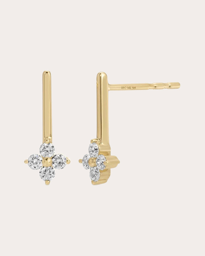Diamond Fleur Bar Stud Earrings