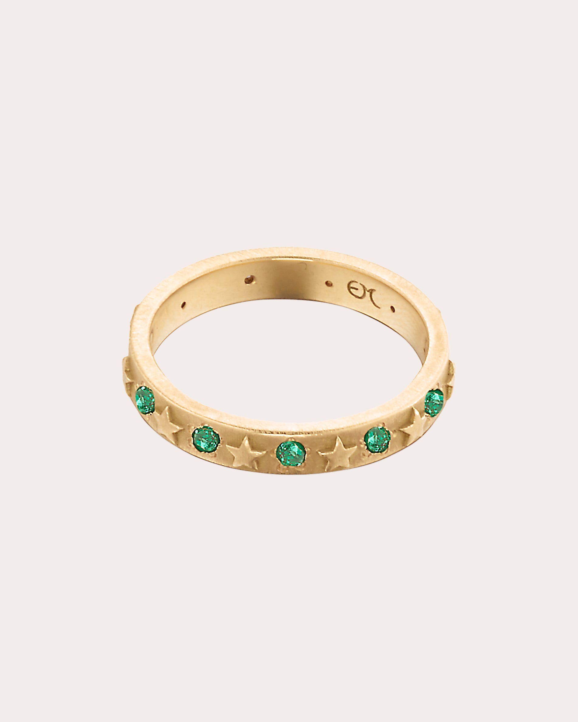 Emerald & 18k Gold Celestial Star Ring