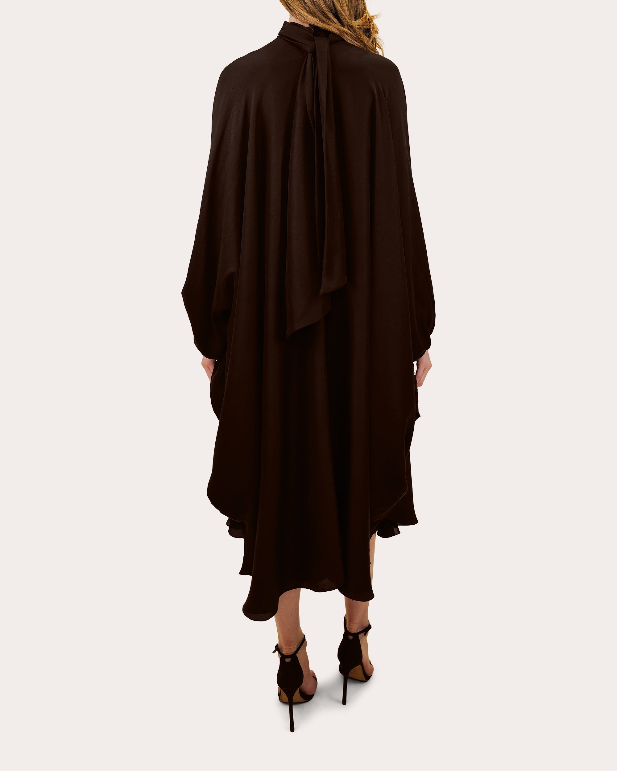 Emlyn Tie-Neck Silk Midi Dress