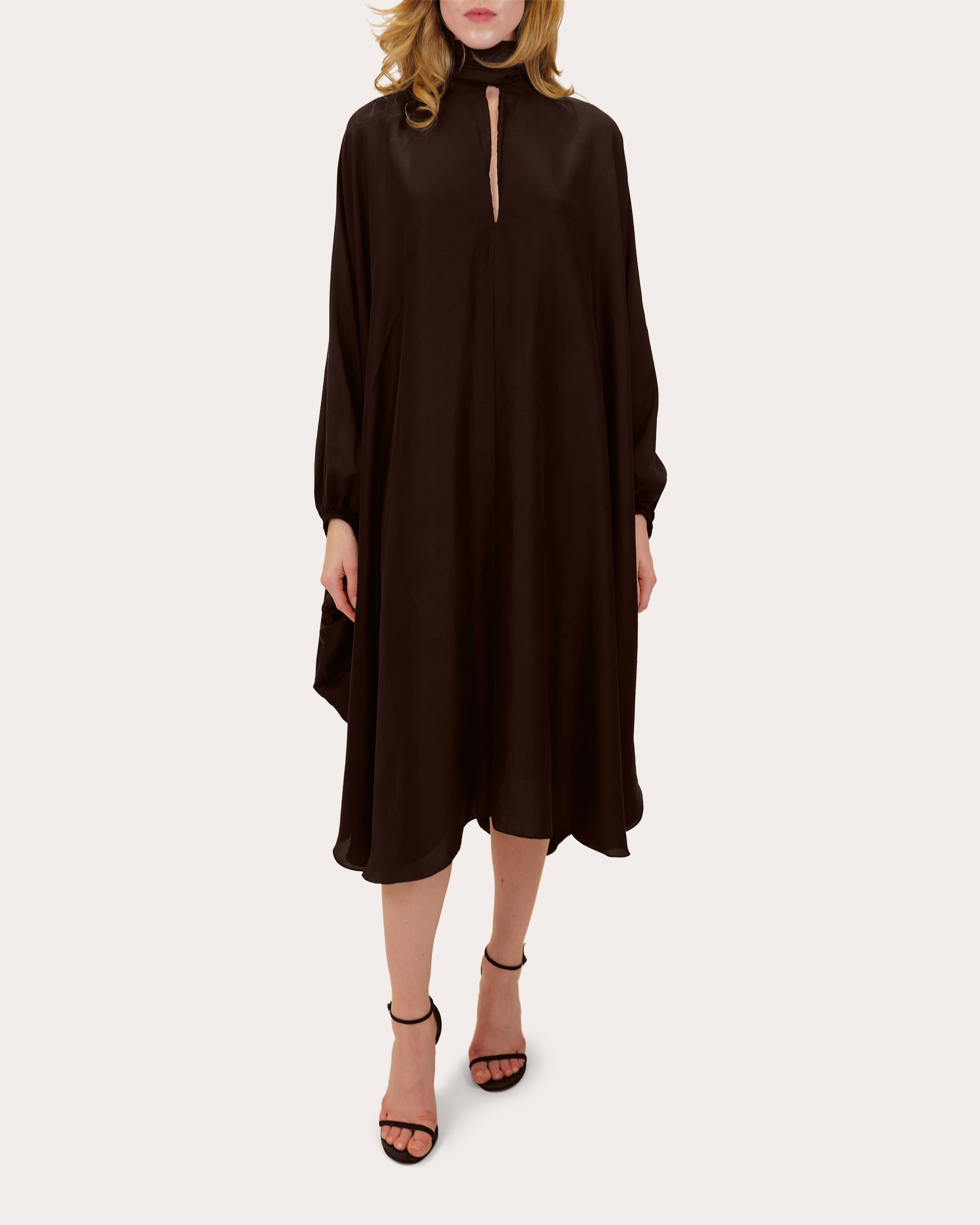 Emlyn Tie-Neck Silk Midi Dress
