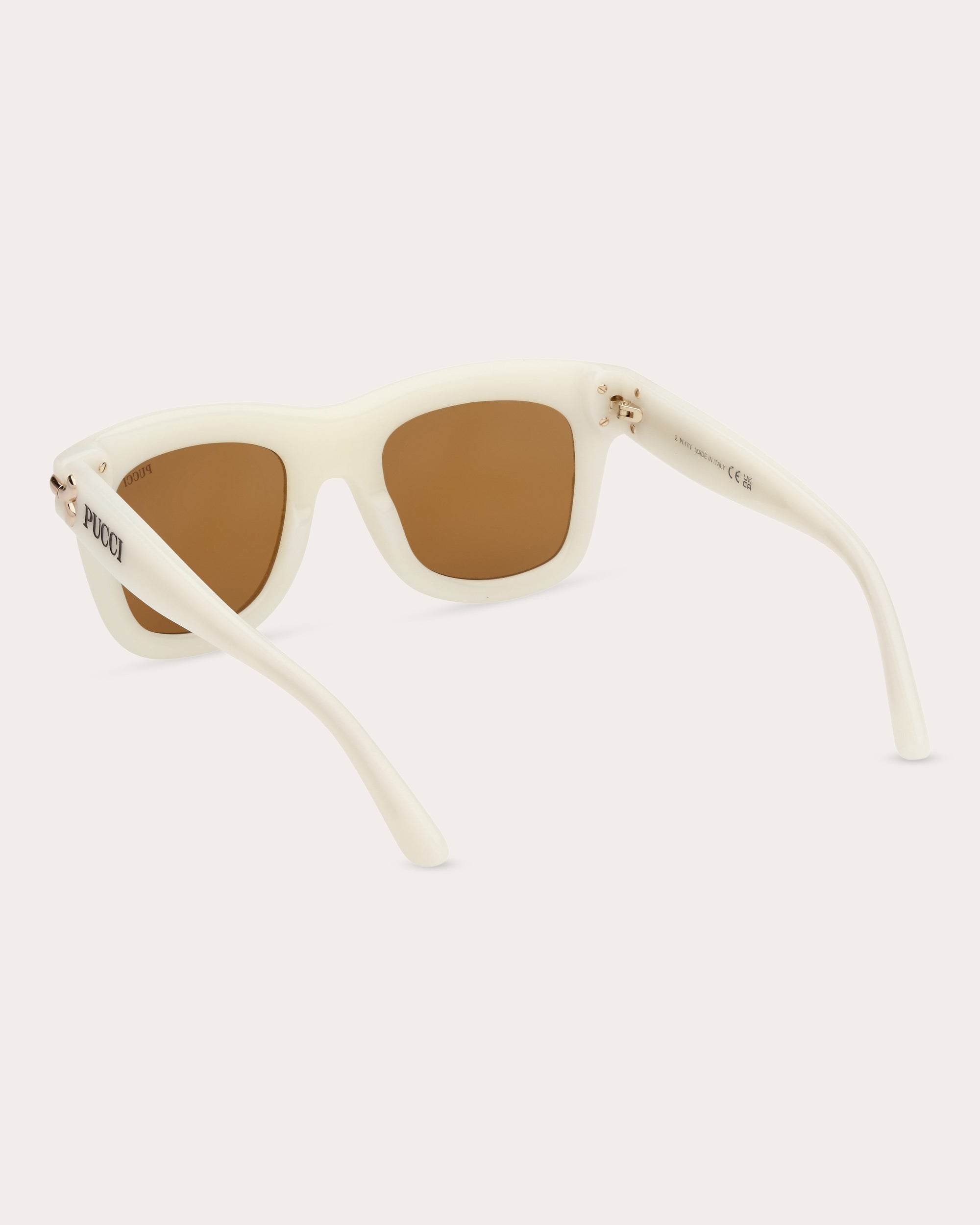 Square-Frame White and Brown Acetate Sunglasses